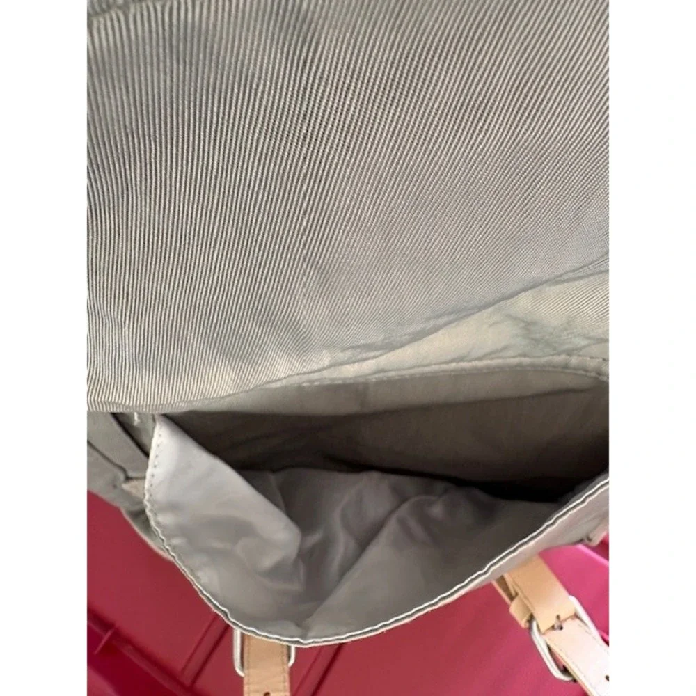 Himawari Nylon Travel Backpack Olive Taupe with‎ Tan Faux Leather Accents